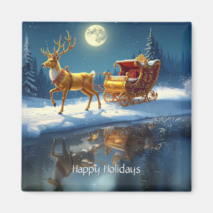 Rentier-Weihnachtsschlitten-Feiertagsmagnet Magnet
