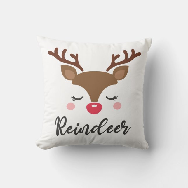 Rentier Weihnachtswerfer Kissen (Vorderseite)