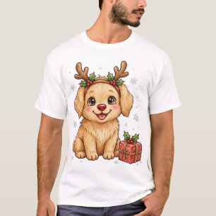 Rentier-Welpen-Weihnachts-Hund-T-Shirt T-Shirt