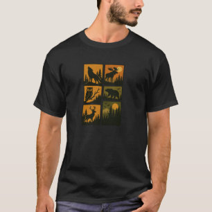 Rentier-Wildtier-Waldtiere-Silhouette-Bär W T-Shirt