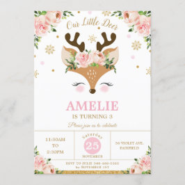 Rentier Winter Gold Snowflakes Geburtstagsparty Einladung
