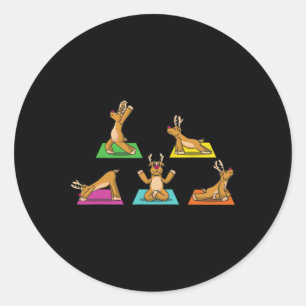 Rentier-Yoga-Outfit Damen-Meditation Weihnachtsman Runder Aufkleber