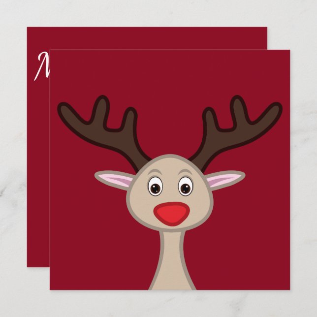 Rentierchartoon Einladung (Vorne/Hinten)