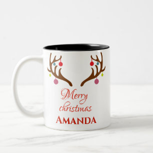 Rentierdekor - Frohe Weihnachten Zweifarbige Tasse