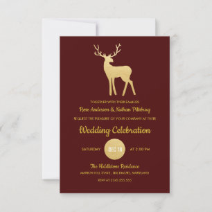 Rentiere Antler Imitats Goldfolie  Hochzeit Einladung