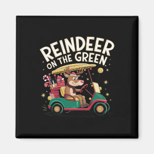 Rentiere auf grünem Weihnachts-Golf-T-Shirt für Go Magnet