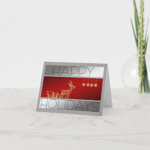 Rentiere aus Lichtern Weihnachten, Rot/Silber Noti Feiertagskarte