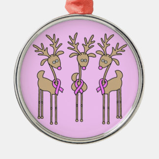 Rentiere - Brustkrebs Silbernes Ornament