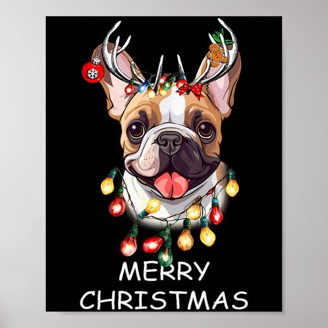 Rentiere des Weihnachtsmanns Französische Bulldogg Poster (Vorne)
