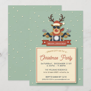 Rentiere, die eine Sonnenbrille mit Motorrad trage Einladung