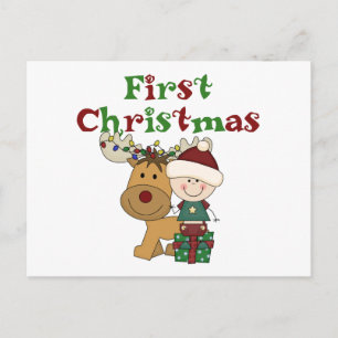 Rentiere Erste Weihnachts-T-Shirts und Geschenke Feiertagspostkarte