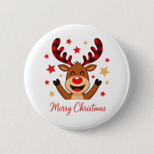 Rentiere Frohe Weihnachten Feiertag Button