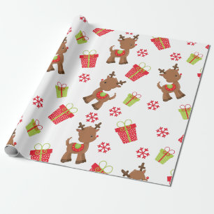 Rentiere Geschenke Schneeflocken Weihnachtsmuster Geschenkpapier