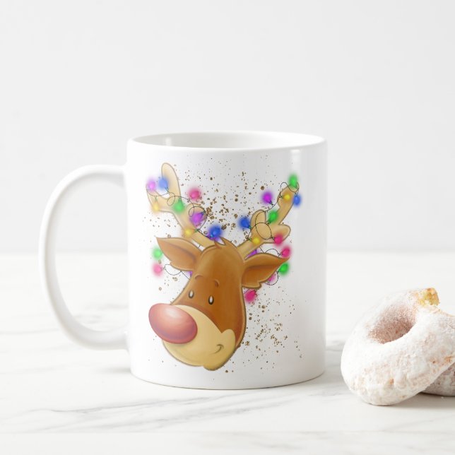 Rentiere im Licht Kaffeetasse (Mit Donut)