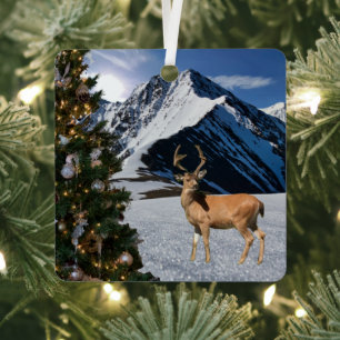 Rentiere im Schnee Ornament Aus Metall
