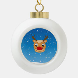 Rentiere lächeln auf blau keramik Kugel-Ornament