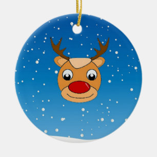 Rentiere lächeln auf blau keramik ornament