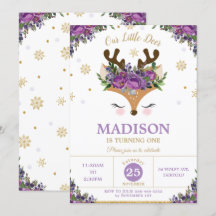 Rentiere Lila Schneeflocken Geburtstagsparty