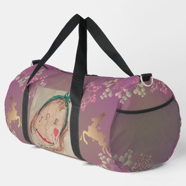 Rentiere, Schneeflocken +Foto Duffle Bag (Rechte Ecke)