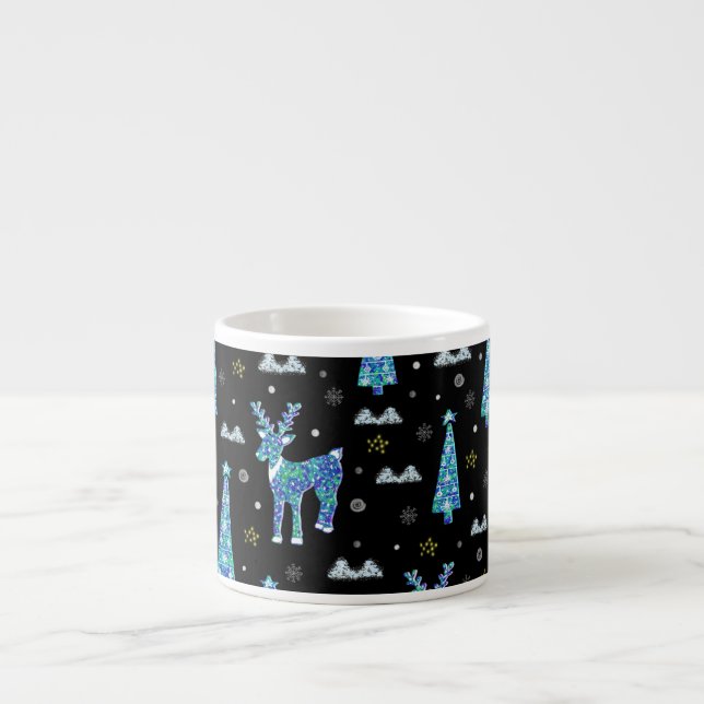 Rentiere, Schneeflocken, Weihnachtsmuster Espressotasse (Vorderseite)