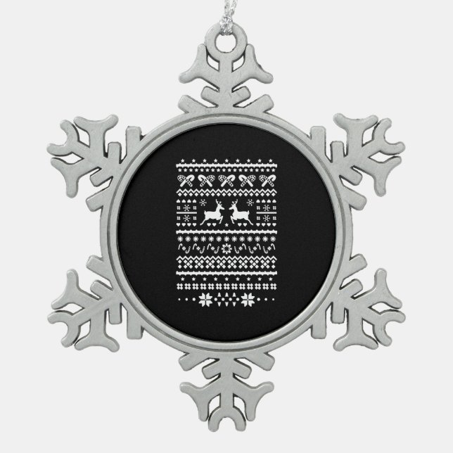 Rentiere Schneeflocken Zinn-Ornament (Vorderseite)