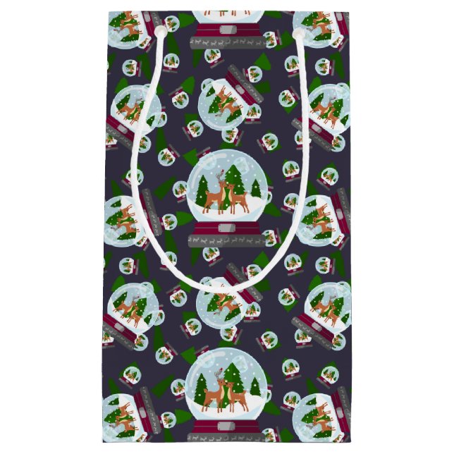 Rentiere & Schneekugeln Kleine Geschenktüte (Vorderseite)