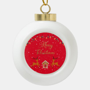 Rentiere und Bonbons - Weihnachten Keramik Kugel-Ornament