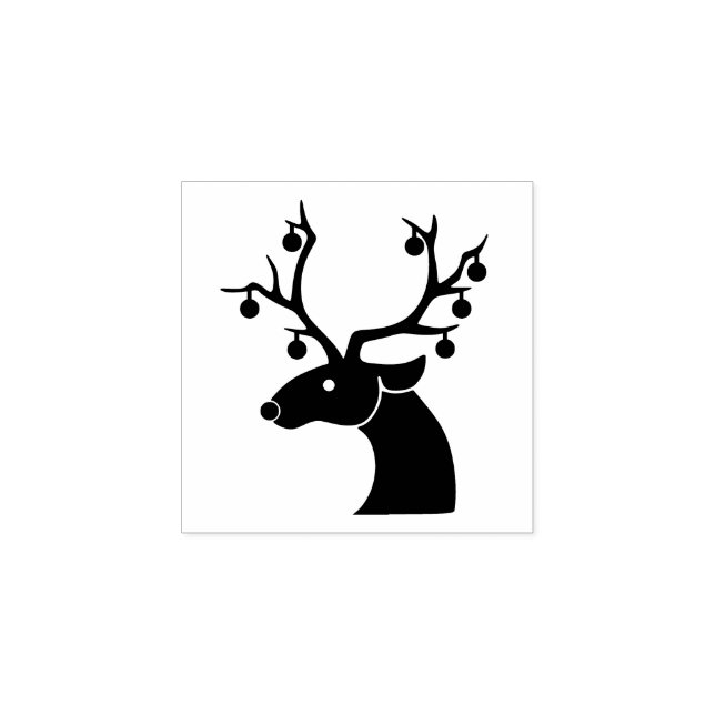 Rentiere und Christbaumkugeln Gummistempel (Prägung)