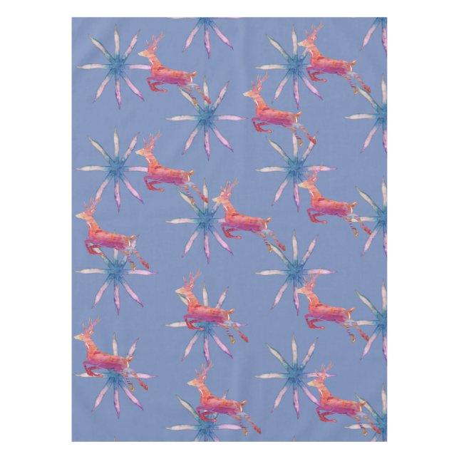 Rentiere und Schneeflocken Tischdecke (Vorderseite)