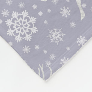 Rentiere und Schneeflocken Weich Blau/Grau und Wei Fleecedecke