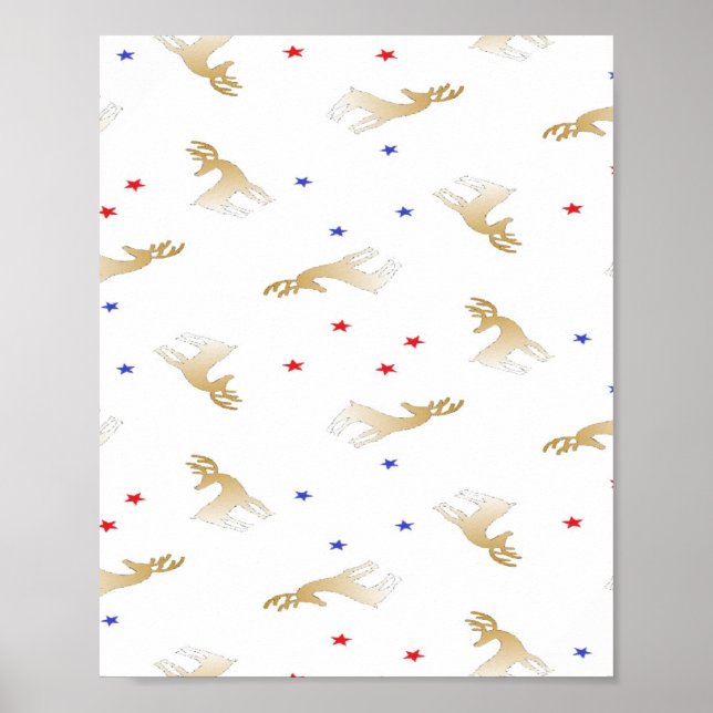 Rentiere und Sterne Poster (Vorne)