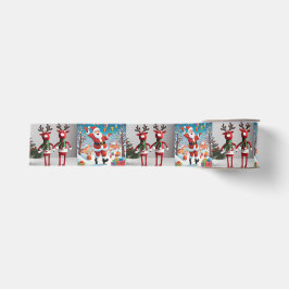 Rentiere und Weihnachtsmann Ripsband