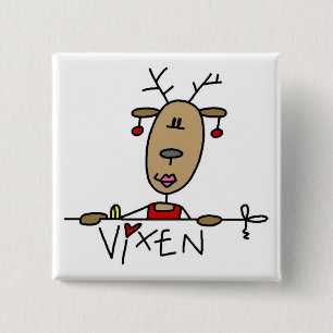 Rentiere Vixen Weihnachts-T-Shirts und Geschenke Button