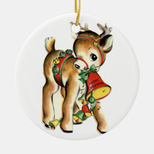 Rentiere von Santa Vintage-Ornament Keramik Ornament