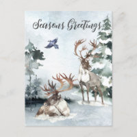 Rentiere Weihnachten Winterlandschaft Aquarell