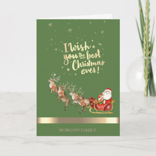 Rentiere, Weihnachtsmann, Schlitten Feiertagskarte