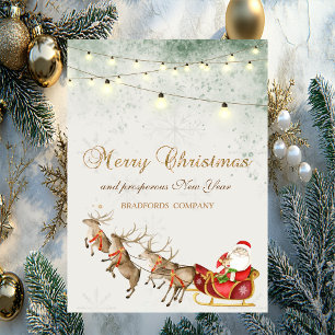 Rentiere, Weihnachtsmann, Schlitten, Lichter, Schn Feiertagskarte