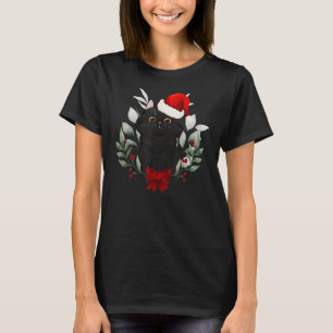 Rentiere Weihnachtsmannmütze Black Cat Weihnachtsl T-Shirt
