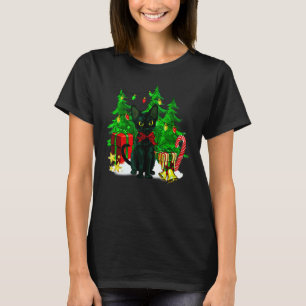 Rentiere Weihnachtsmannmütze Black Cat Weihnachtsl T-Shirt