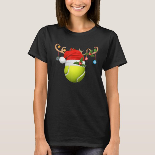 Rentiere Weihnachtsmannmütze Tennis Ball T-Shirt (Vorderseite)