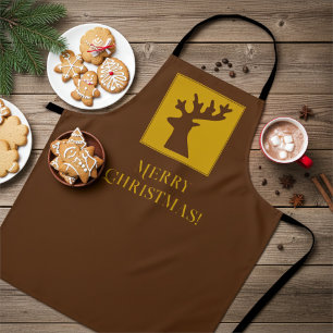Rentiere Weihnachtswünsche in Gold und Tiefbronze Schürze