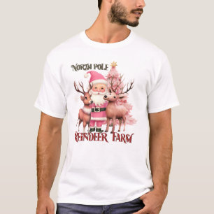 Rentierfarm am Nordpol - Rosa Weihnachten T-Shirt