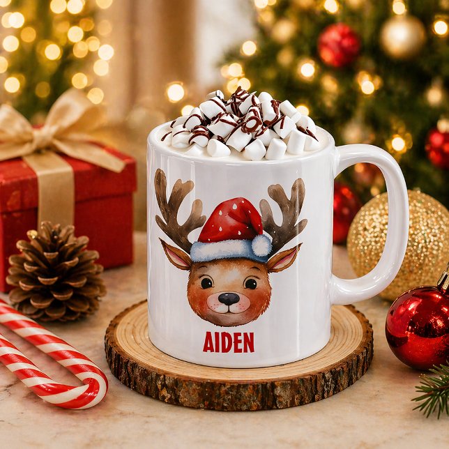 Rentierfass Personalisiert Kids Tasse (Cozy Christmas mug for hot chocolate)