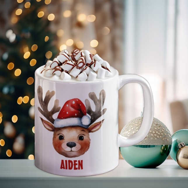 Rentierfass Personalisiert Kids Tasse (Cute Christmas Mug Keepsake)