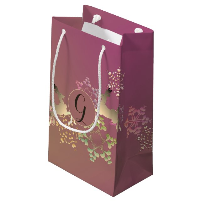 Rentierfische & magische Schneeflocken Kleine Gesc Kleine Geschenktüte (Rückseite Schrägansicht)