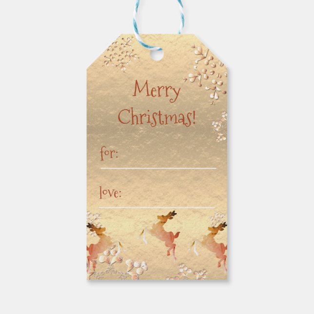 Rentierfische Schneeflocken auf Rose Gold Geschenkanhänger (Rückseite)