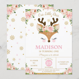 Rentierflora-Schneeflocken Winter Geburtstagsparty Einladung