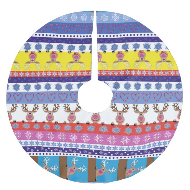 Rentierhaltung Polyester Weihnachtsbaumdecke (Vorderseite)