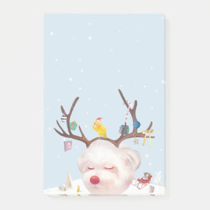 Rentierhund mit Weihnachtsschmuck Post-it Klebezettel