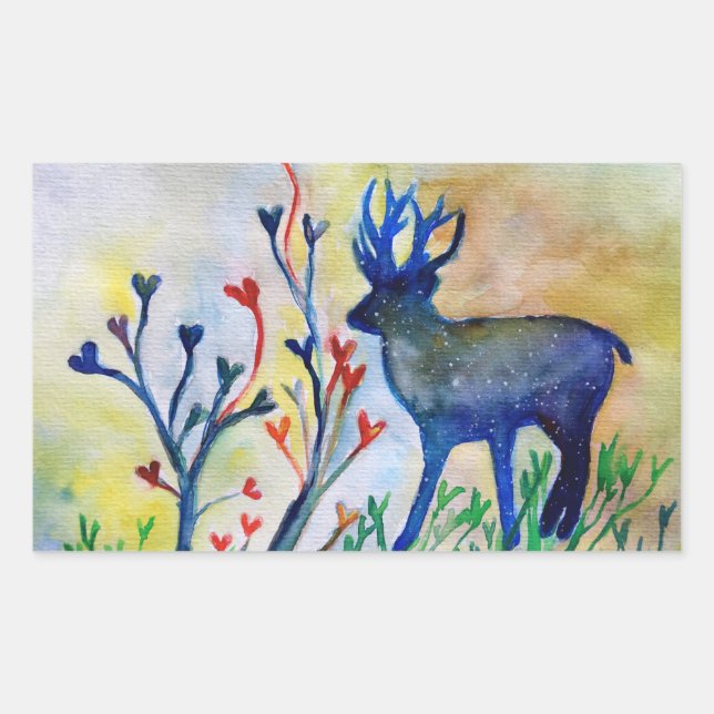 Rentierkleber, Liebe, Glossarbe Rechteckiger Aufkleber (Vorderseite)